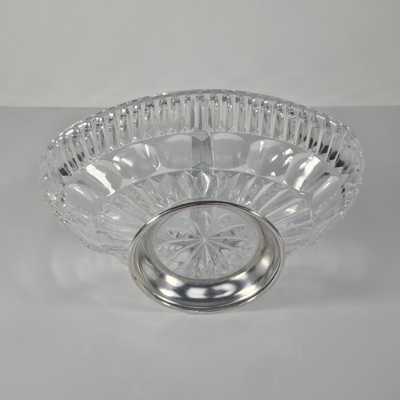 Towle Crystal William Adams Silver Plate Cut Divided 8" Oval Bowl Divided Dish - Picture 4 of 11